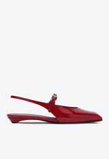 Prada Patent Leather Slingback Flats Cherry 1F828N015069/Q_PRADA-F0E06