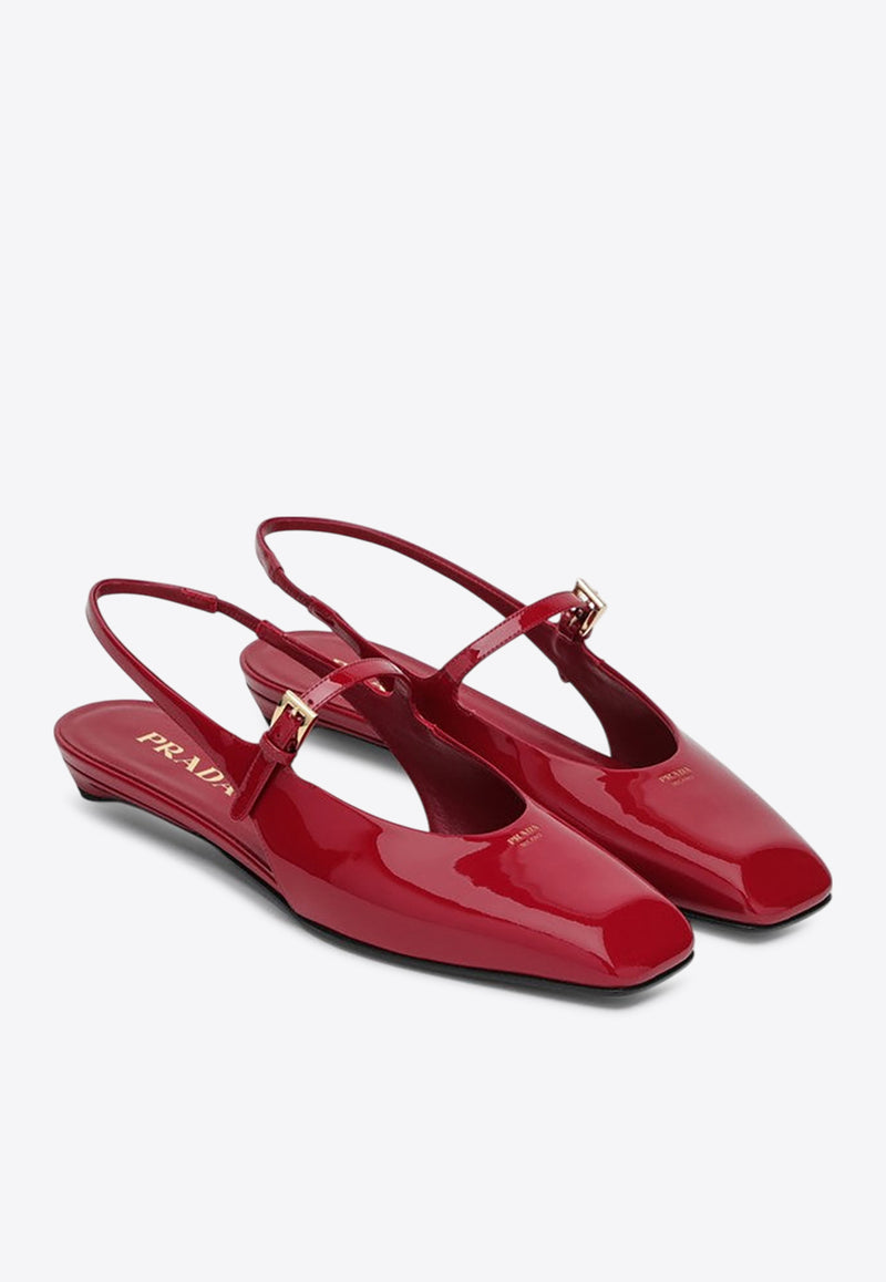 Prada Patent Leather Slingback Flats Cherry 1F828N015069/Q_PRADA-F0E06