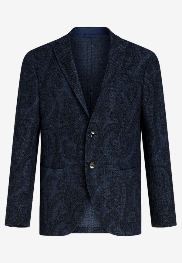 Etro Paisley Single-Breasted Blazer 1G440-0125 0200 Navy