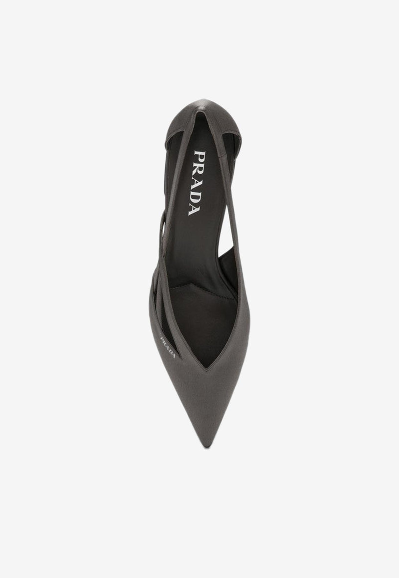 Prada 55 Cut-Out Satin Pumps Gray 1I741NB055049/P_PRADA-F0480