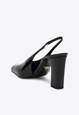 Prada 85 Patent Leather Slingback Pumps Black 1I838N085069/Q_PRADA-F0002