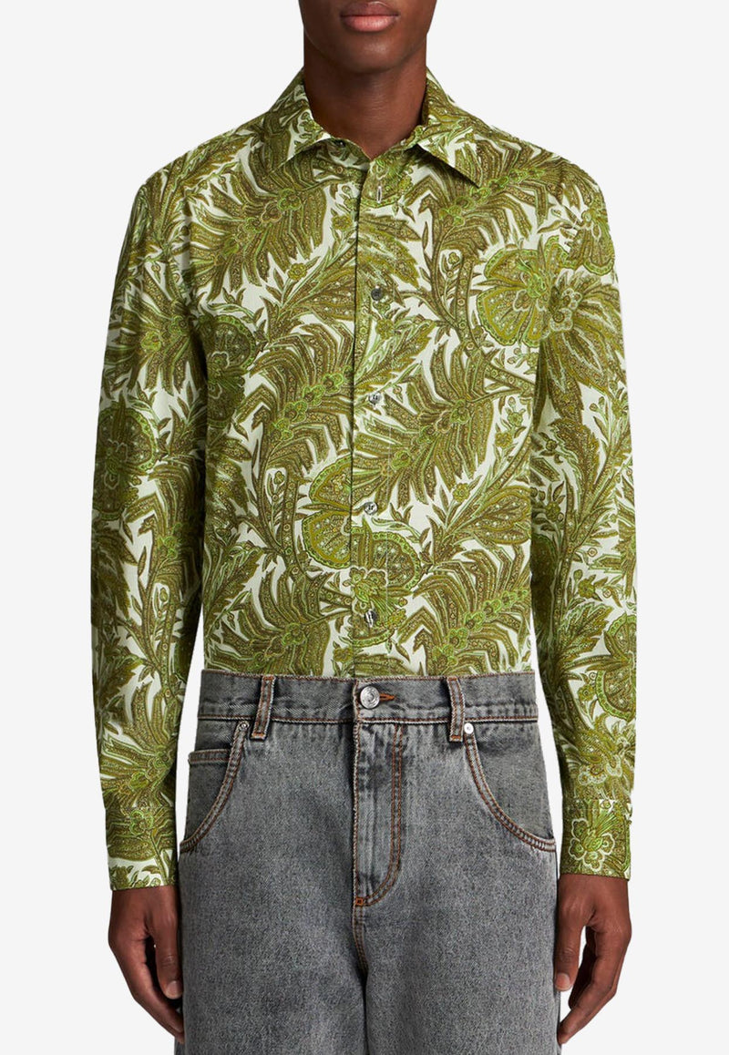 Etro Floral Print Shirt 1K870-5781 0501 Green