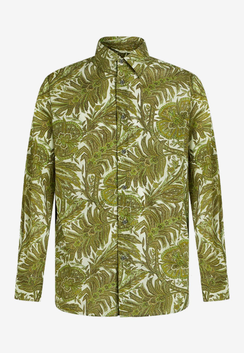 Etro Floral Print Shirt 1K870-5781 0501 Green