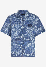 Etro Floral Print Short-Sleeved Shirt 1K93M-5782 0200 Blue