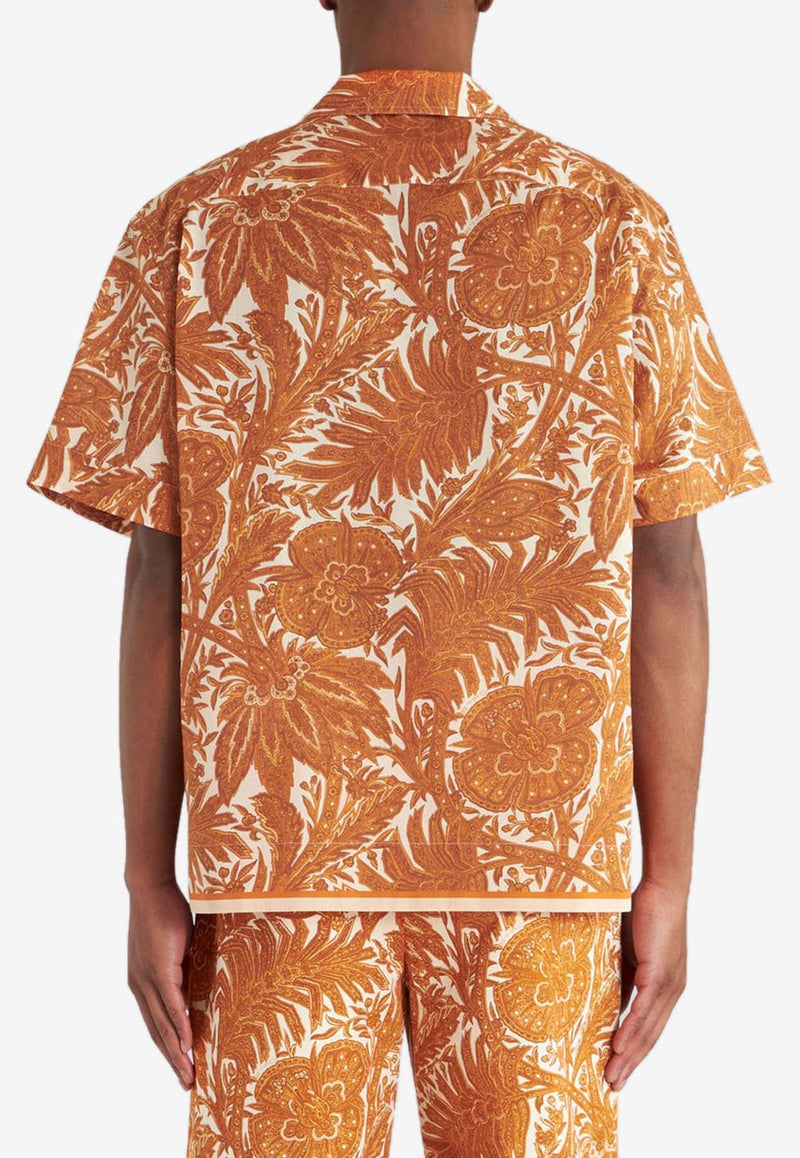 Etro Floral Print Short-Sleeved Shirt 1K93M-5782 0751 Orange