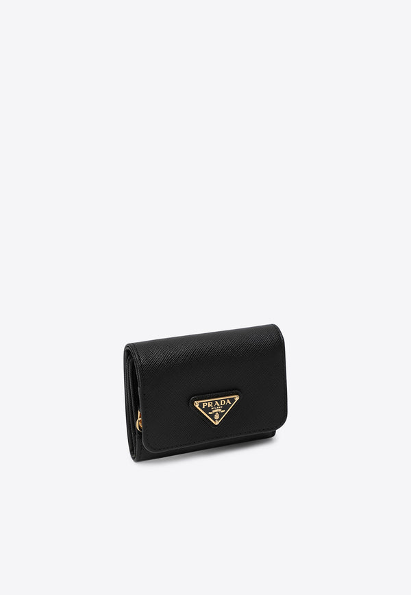 Prada Small Saffiano Leather Triangle Logo Wallet Black 1MH044QHH/Q_PRADA-F0002