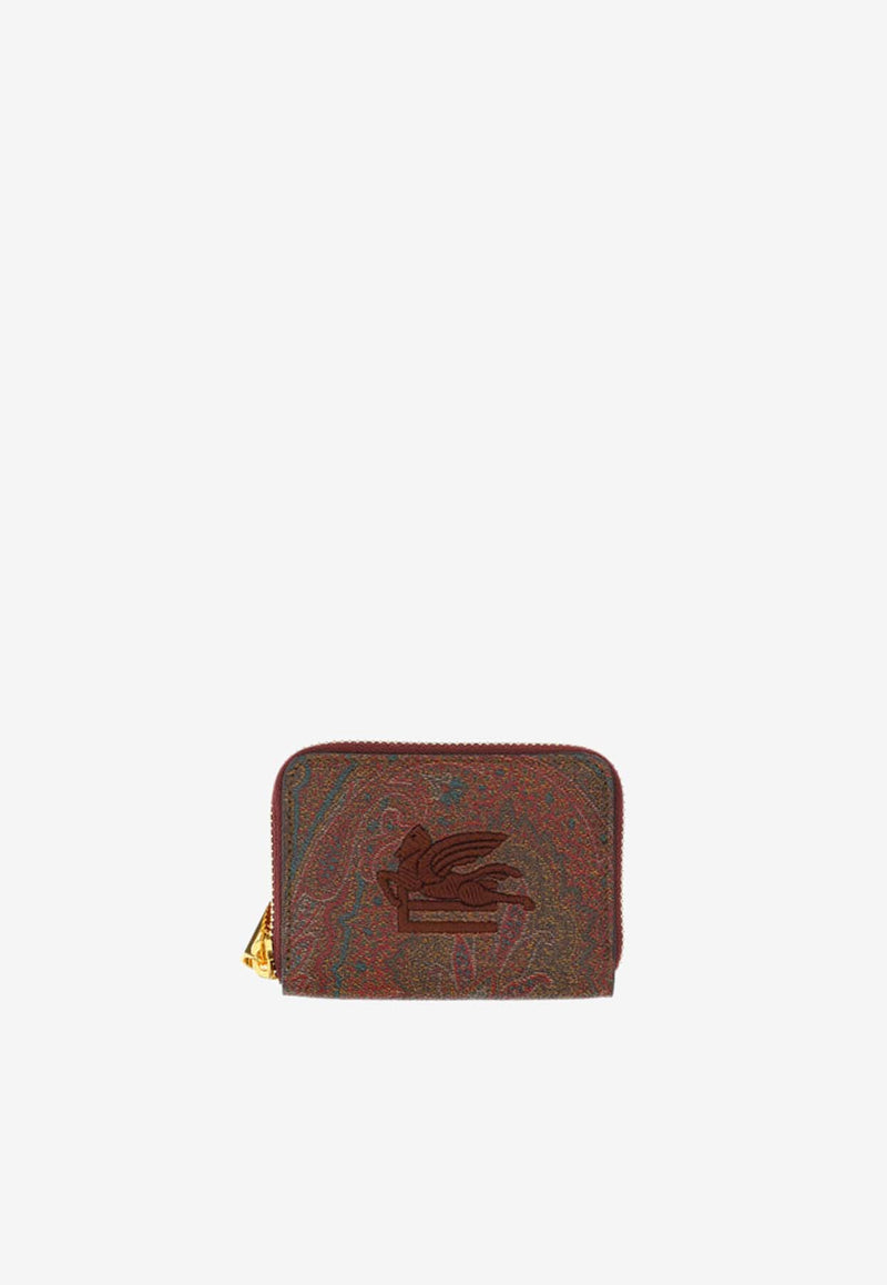 Etro Paisley Jacquard Zip Wallet Brown 1N083_7567_0600