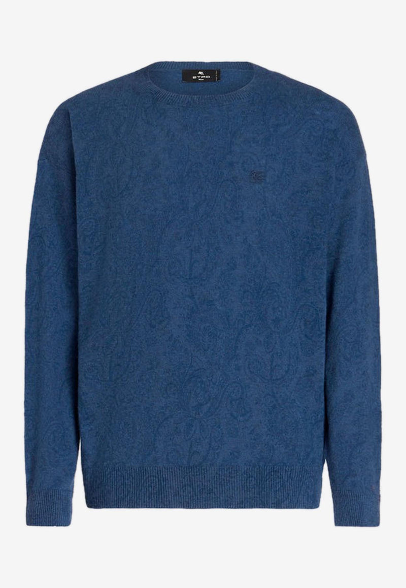 Etro Paisley Pattern Wool Sweater 1N965-9607 0200 Blue