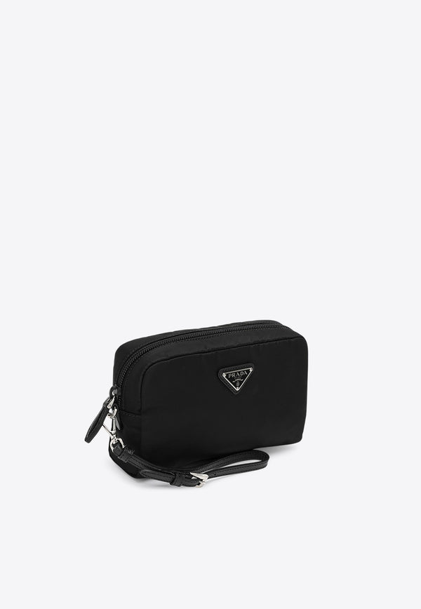 Prada Triangle Logo Re-Nylon Pouch Bag Black 1NS021R067/Q_PRADA-F0002