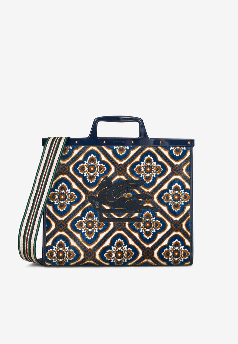 Etro Medium Love Trotter Jacquard Tote Bag Blue 1P038-7108 0200