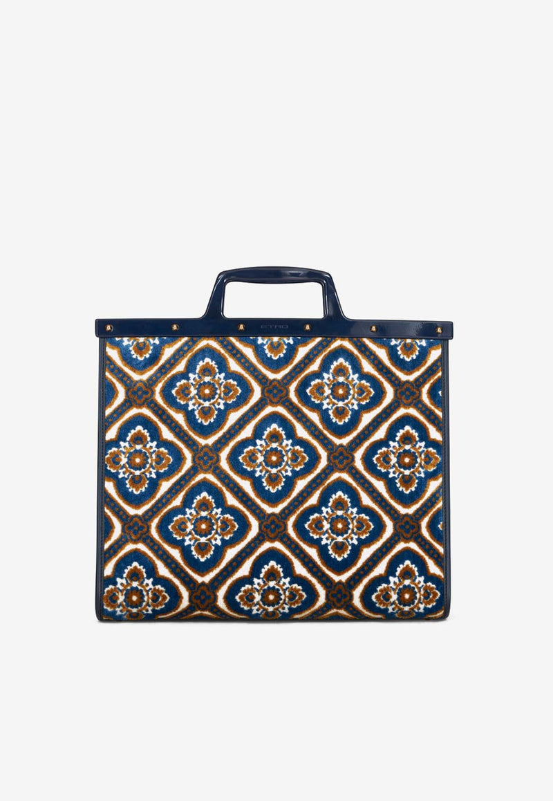 Etro Medium Love Trotter Jacquard Tote Bag Blue 1P038-7108 0200