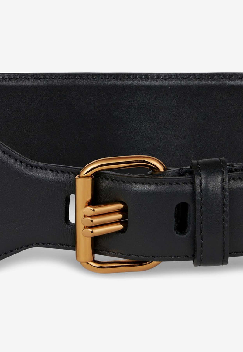 Etro Logo Buckle Leather Belt Black 1P063-2213 0001