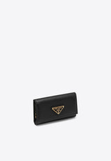 Prada Triangle Logo Saffiano Leather Key-Ring Holder Black 1PG004QHH/Q_PRADA-F0002