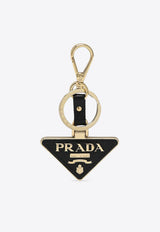 Prada Logo Triangle Metal and Leather Key-Ring Black 1PP128053/Q_PRADA-F0002