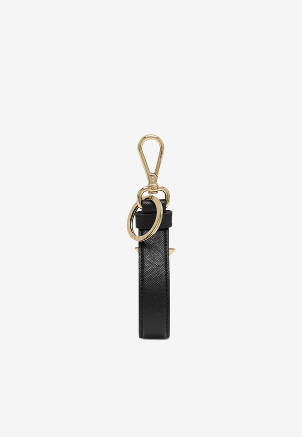 Prada Triangle Logo Saffiano Leather Keychain Black 1PP142053/N_PRADA-F0002