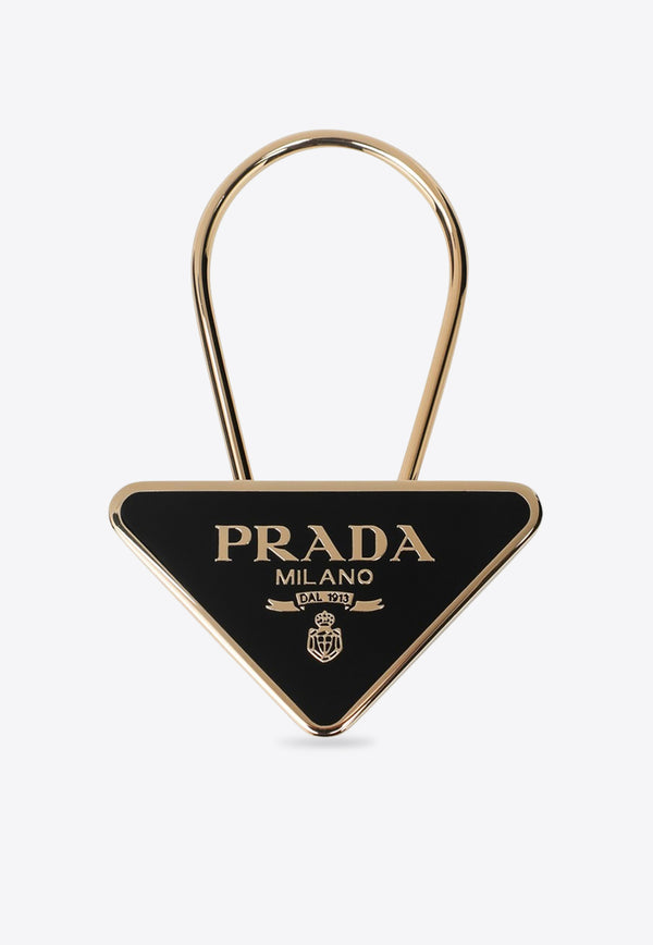 Prada Enameled Metal Triangle Logo Key-Ring  Black 1PS06366A/Q_PRADA-F019F