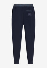 Etro Logo Embroidered Knitted Track Pants Blue 1V912-5487 0200