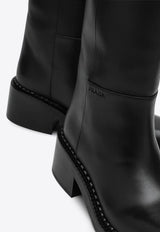 Prada Knee-High Leather Boots Black 1W746ND055070/P_PRADA-F0002