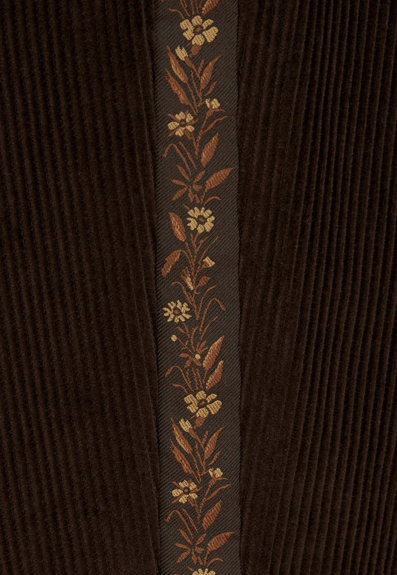 Etro Corduroy Pants with Floral-Band Brown 1W812-0123 0100