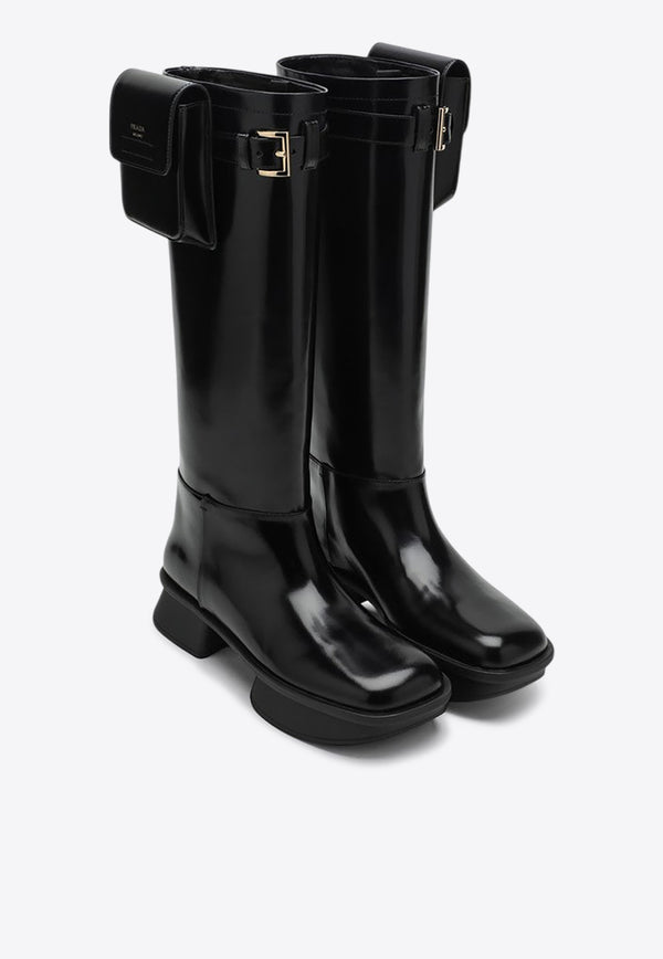 Prada Knee-High Leather Boots with Pouch Black 1W983N040055/Q_PRADA-F0002