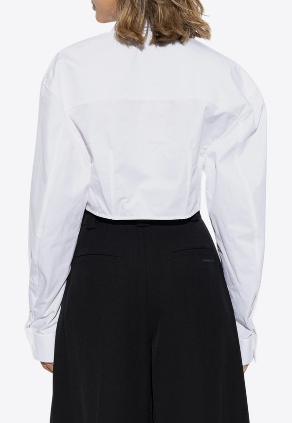 Alexander Wang Diamond Hem Long-Sleeved Shirt White 1WC4241943WHITE