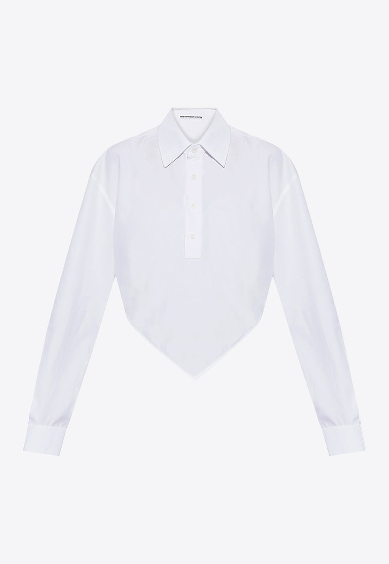 Alexander Wang Diamond Hem Long-Sleeved Shirt White 1WC4241943WHITE