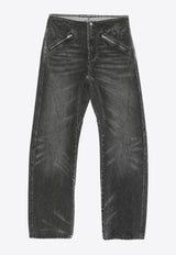 Alexander Wang Moto Curved-Leg Washed-Out Jeans  1WC4244494BLACK