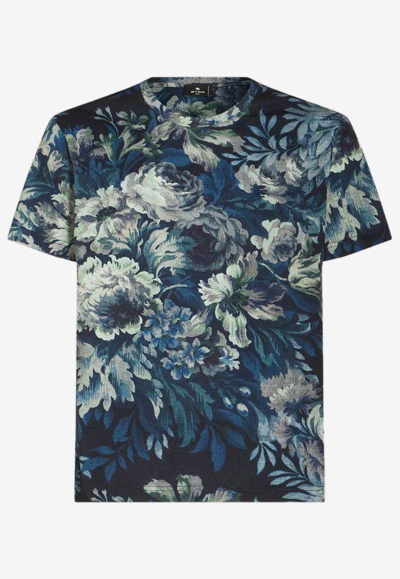 Etro Floral Print Short-Sleeved T-shirt 1Y020-9274 0200 Blue