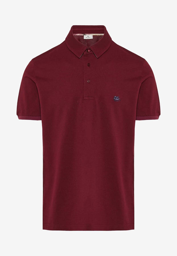 Etro Logo Embroidered Polo T-shirt Bordeaux 1Y141-9292 0300