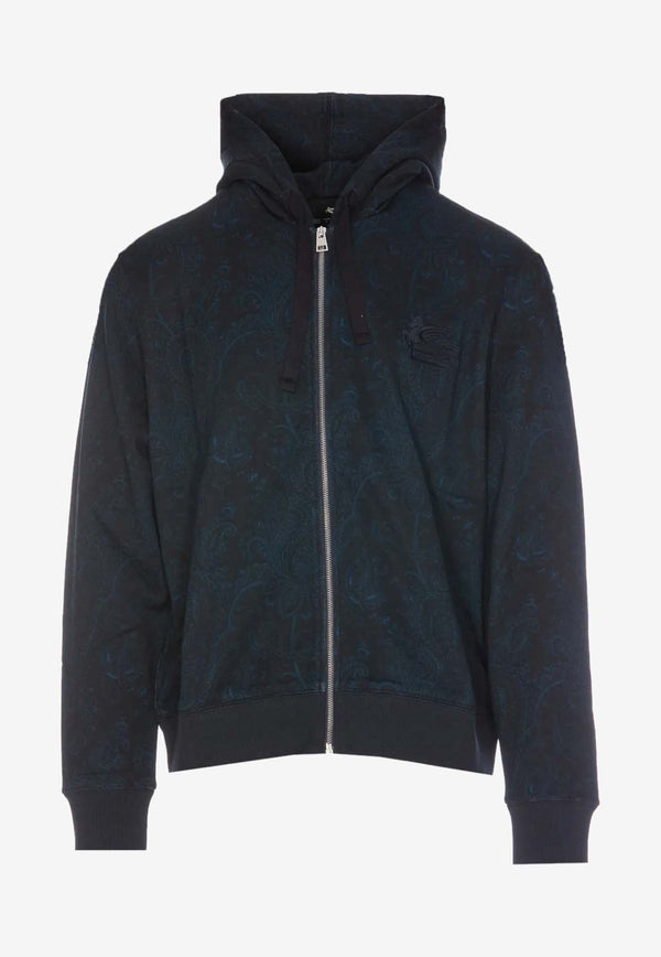 Etro Paisley Print Zip-Up Hoodie Blue 1Y674-9304 0200