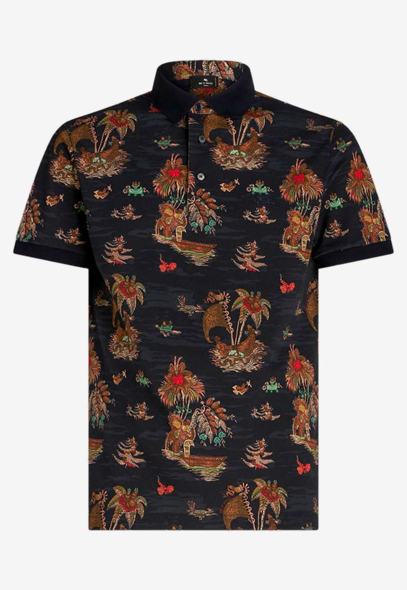 Etro Graphic Print Polo T-shirt Multicolor 1Y800-9266 0200