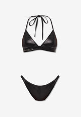 Balmain Logo Embroidered Halterneck Bikini Black BKB852140 0-001