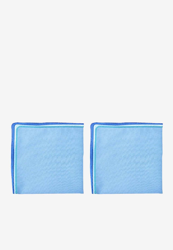 Stitch Embroidered Napkin Set - Set of 2 Blue  ALM0010NB