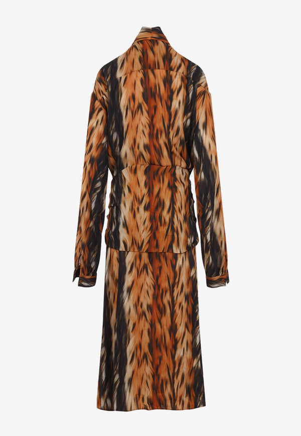 Knotted AI Fur Print Maxi Dress