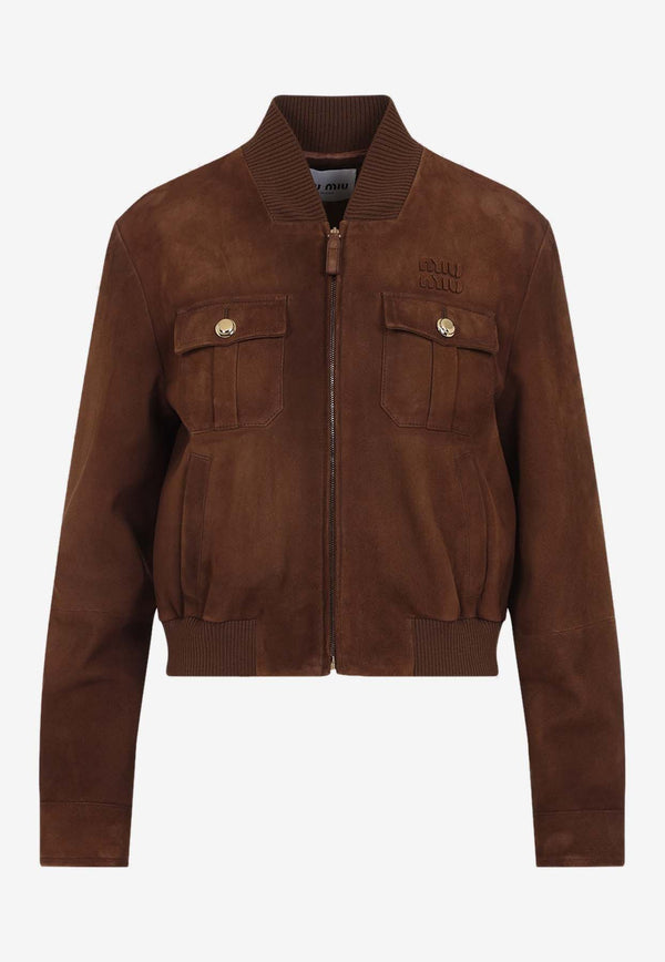 Zip-Up Suede Leather Jacket