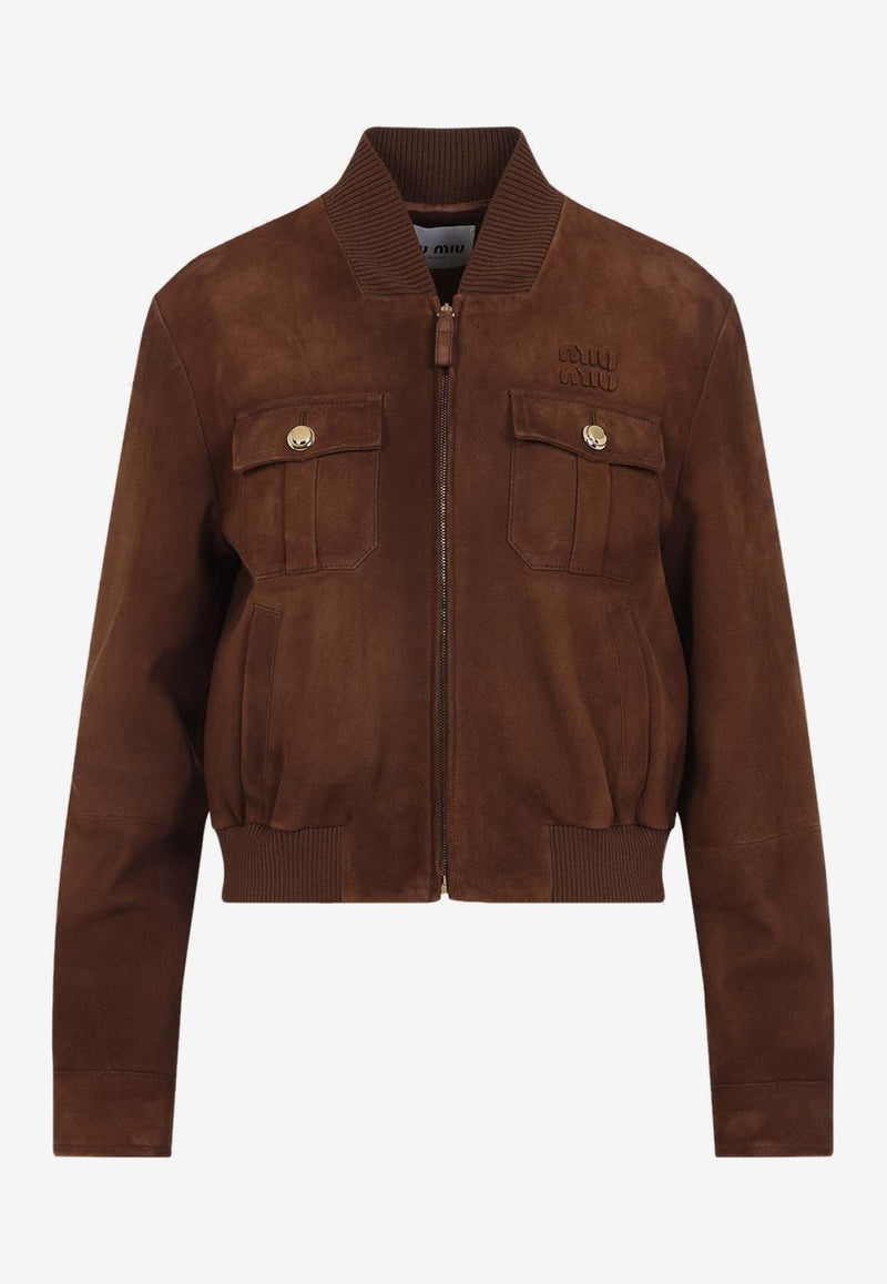 Zip-Up Suede Leather Jacket