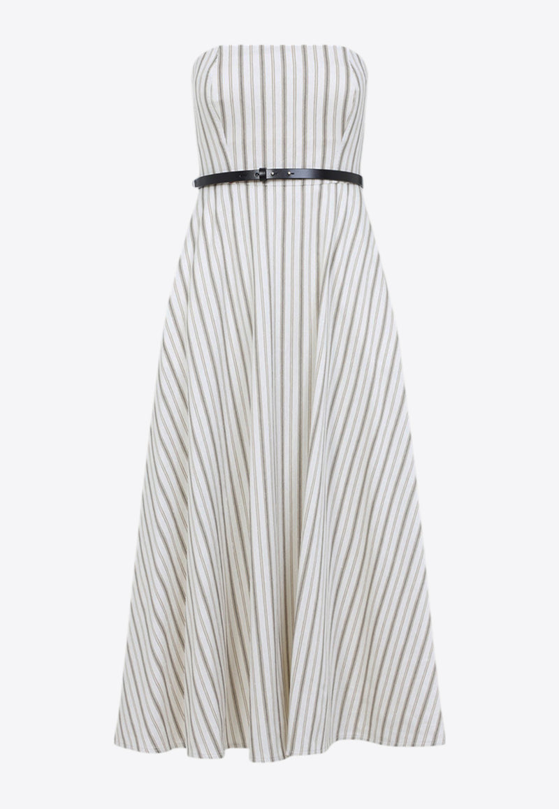 Fervida Strapless Striped Midi Dress