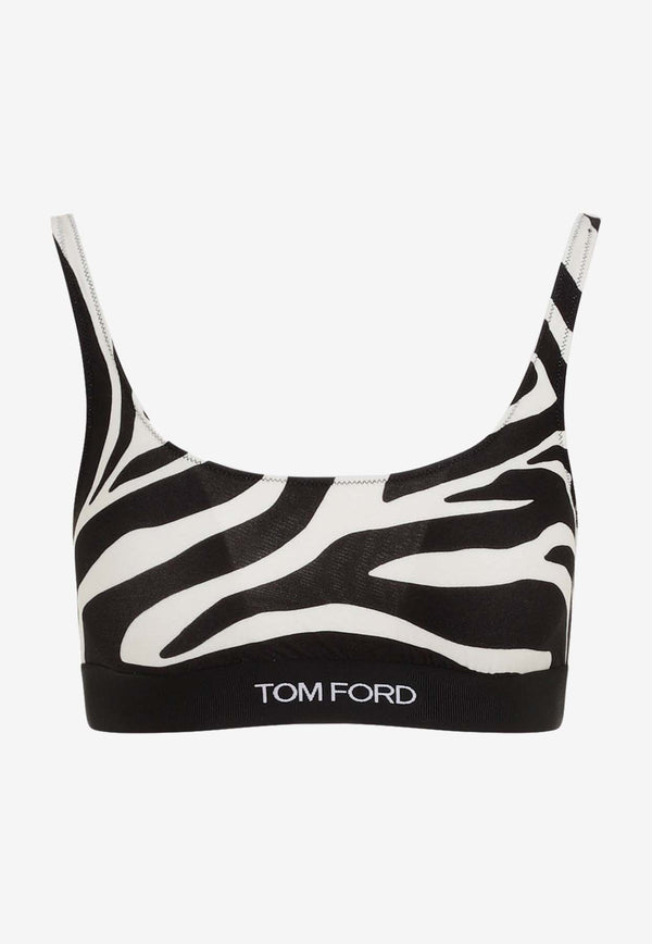 Open-Back Zebra-Pattern Cropped Top