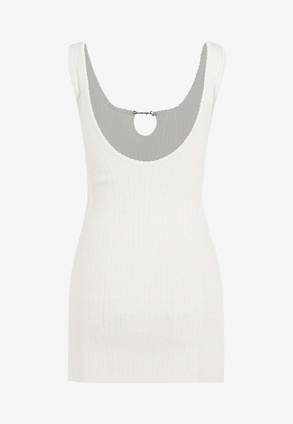 Cut-Out Logo-Plaque Rib Mini Dress