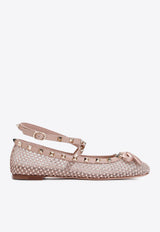 Rockstud Crystal Mesh Ballet Flats