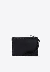 Rockstud Embellished Leather Pouch Bag