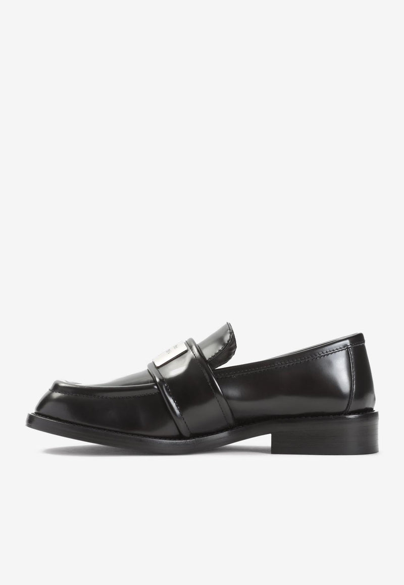 Logo Plaque Leather Loafers