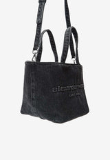 Alexander Wang, HNKW, SS25, Women, Bags, Shoulder Bags, Tote Bags Small Punch Logo Washed Denim Tote Bag Black 20125T45TBLACK