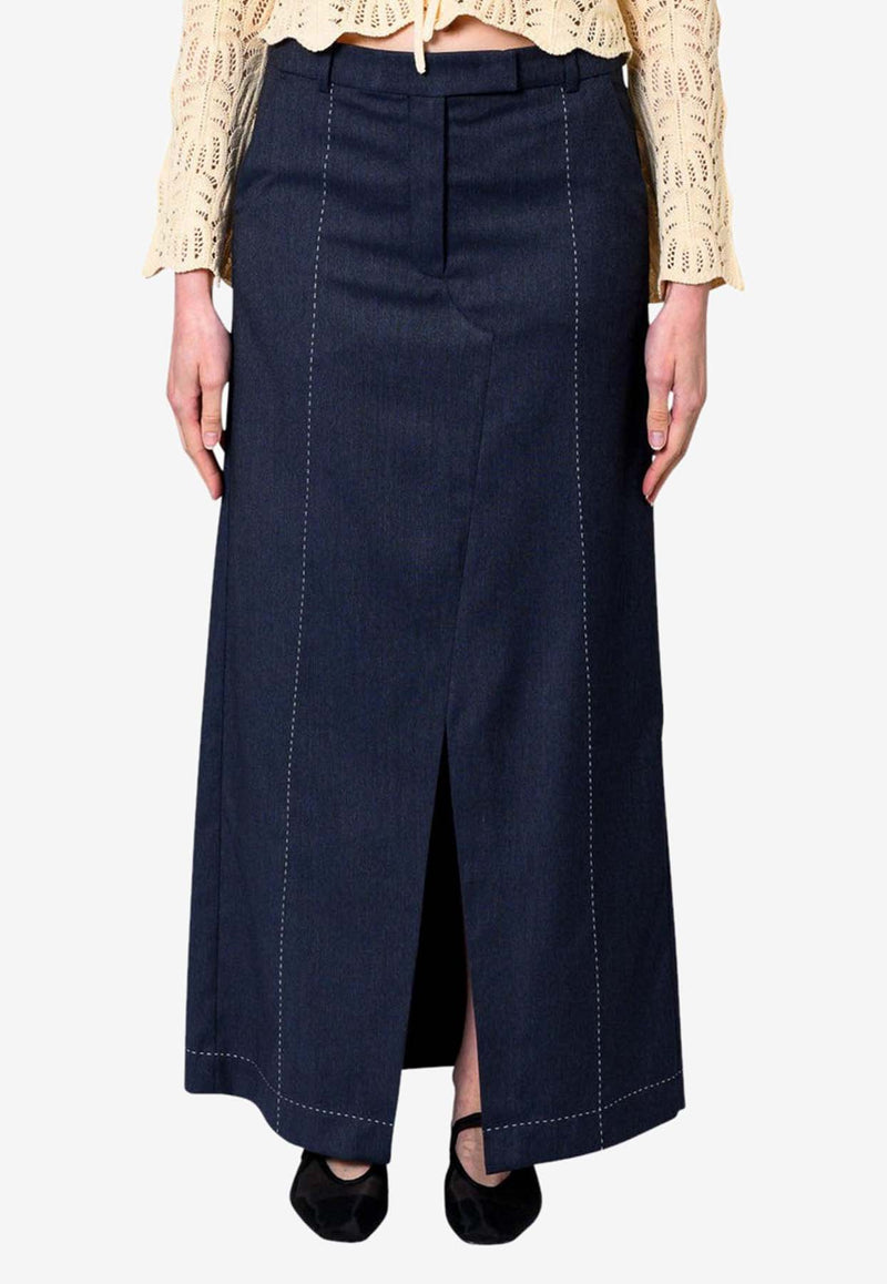 The Garment Pluto Stitch Maxi Skirt Blue 20246NAVY