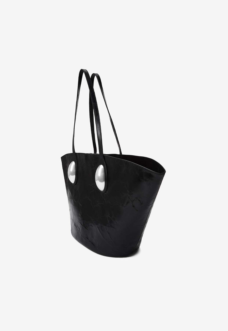 Alexander Wang Large Dome Crackled Leather Tote Bag Black 20324T11LBLACK