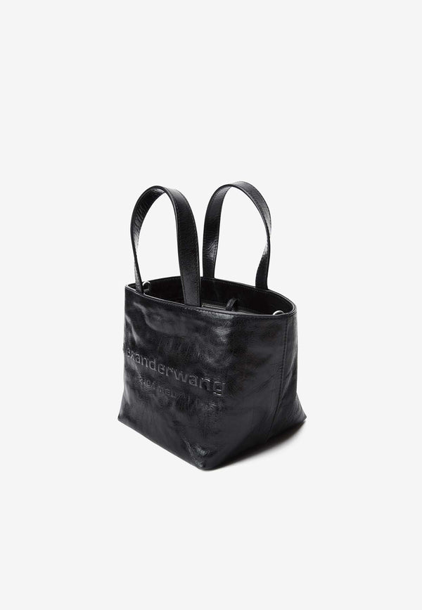 Alexander Wang Small Punch Tote Bag in Crackle Patent Leather 20324T43LBLACK