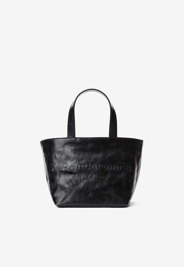 Alexander Wang Small Punch Tote Bag in Crackle Patent Leather 20324T43LBLACK