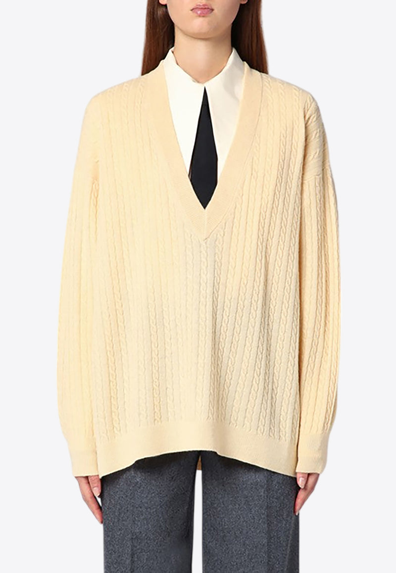 The Garment V-neck Ribbed Sweater Yellow 20799WO/P_THEGA-213