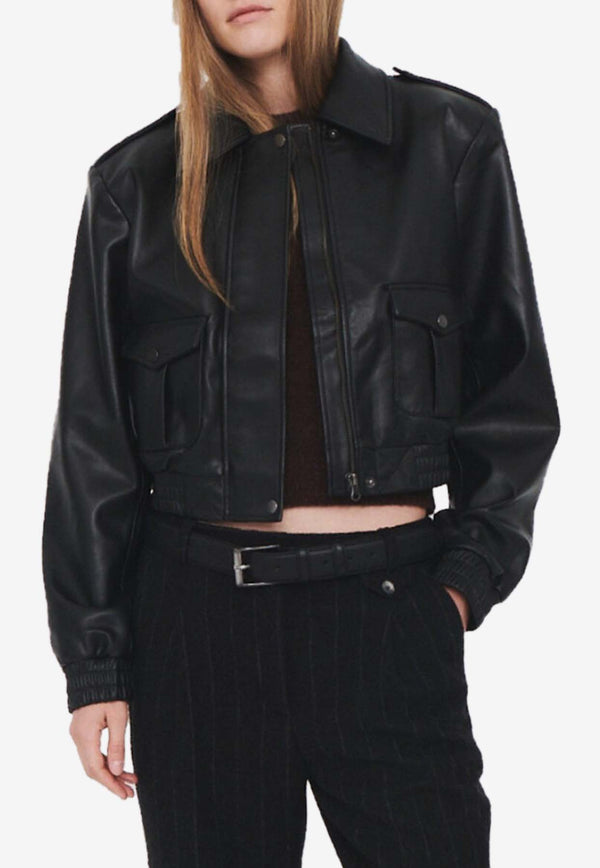 The Garment Brooklyn Cropped Leather Jacket Black 20831BLACK