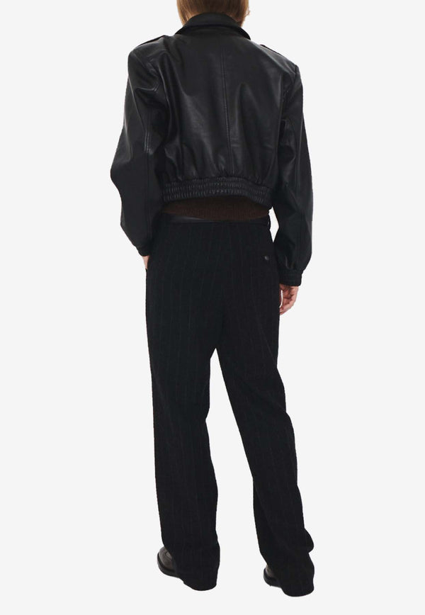 The Garment Brooklyn Cropped Leather Jacket Black 20831BLACK